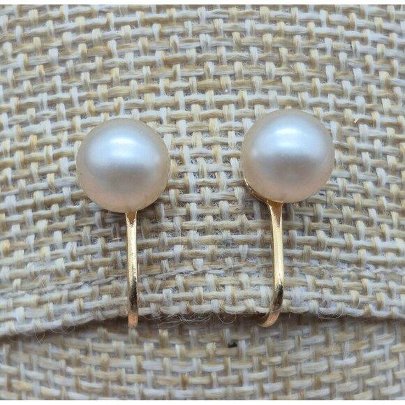 Lot 3 Minimalist Clip On Earrings Pearl Amber Crystal Gold Tone Vintage Signed - Picture 9 of 12